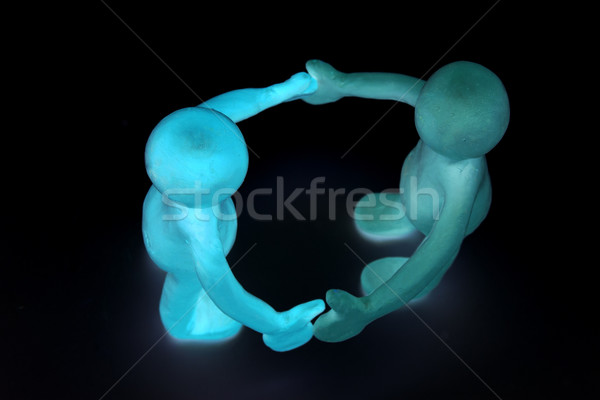 Dancing plasticine puppets pair on black background Stock photo © vetdoctor