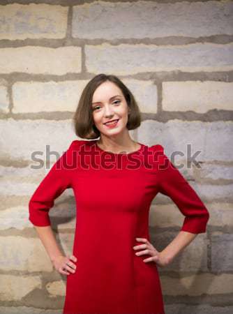 Woman in nice red dress smile Stock photo © vetdoctor