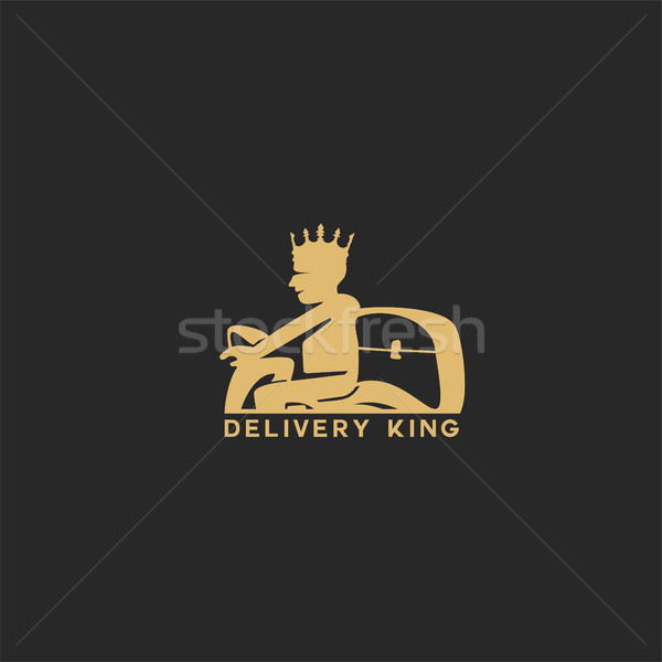 delivery man with crown and box vector. Stock photo © Vicasso