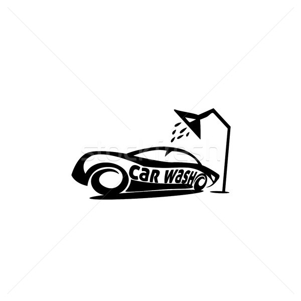 Sports car duş minim logo-ul alb tipografie Imagine de stoc © Vicasso