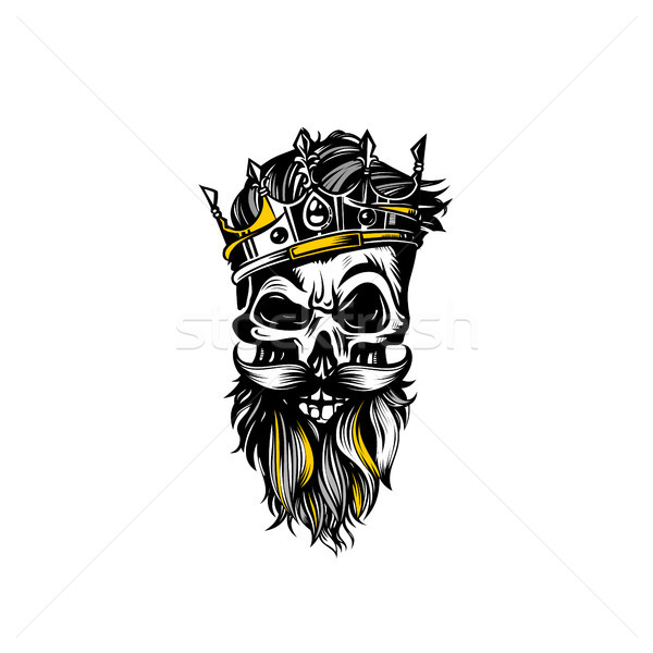 Hand drawn sketch skull with crown vector illustration. Stock photo © Vicasso