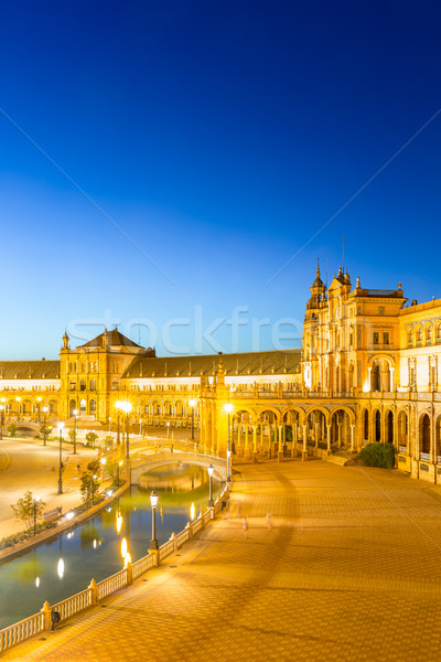 Stock photo: espana Plaza in Sevilla Spain at dusk