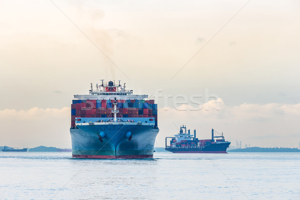 Przemysłowych portu kontenerowiec przemysłu statku liny Zdjęcia stock © vichie81