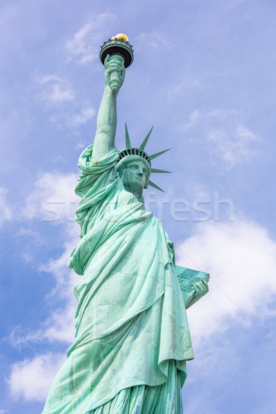 Statuie libertate New York City cer albastru râu Imagine de stoc © vichie81