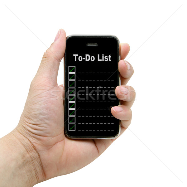 чтобы сделать список стороны Smart мобильного телефона бизнеса Сток-фото © vichie81