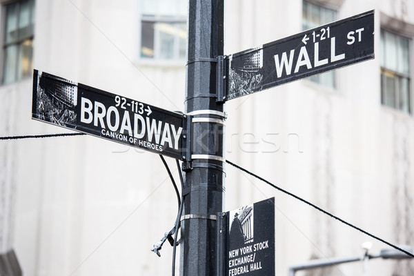 Wall Street Broadway felirat New York pénz város Stock fotó © vichie81