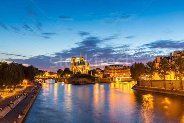Stock photo: Notre Dame Cathedral Paris dusk