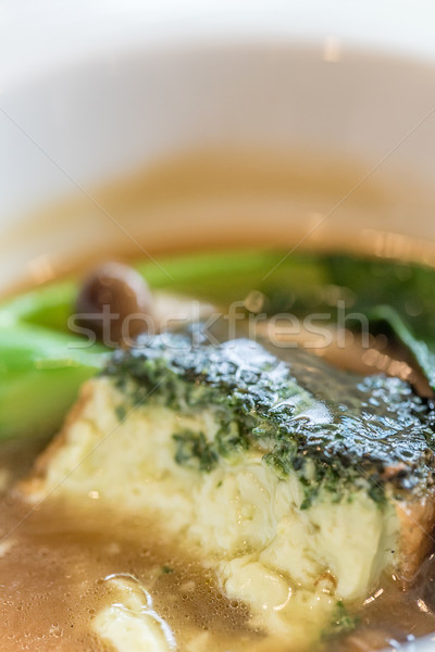 Gebakken eigengemaakt tofu champignon jus saus Stockfoto © vichie81