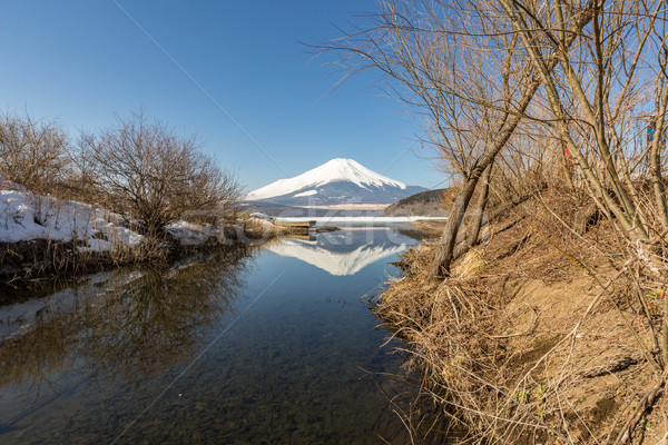 Stockfoto: Winter · Mount · Fuji · meer · reflectie · sneeuw