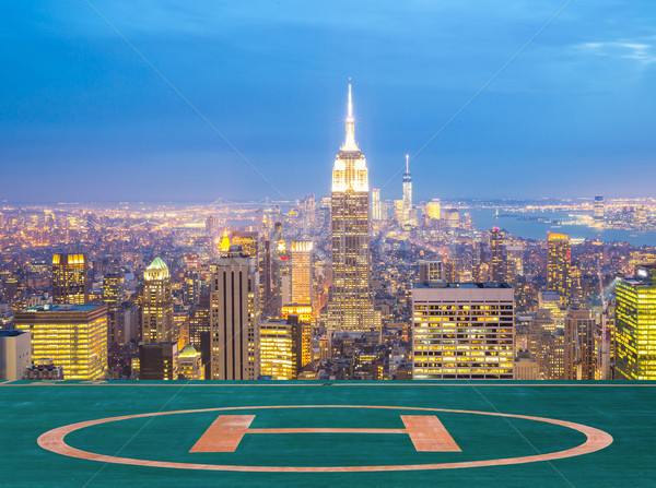 New York City skyline schemering stedelijke wolkenkrabbers business Stockfoto © vichie81