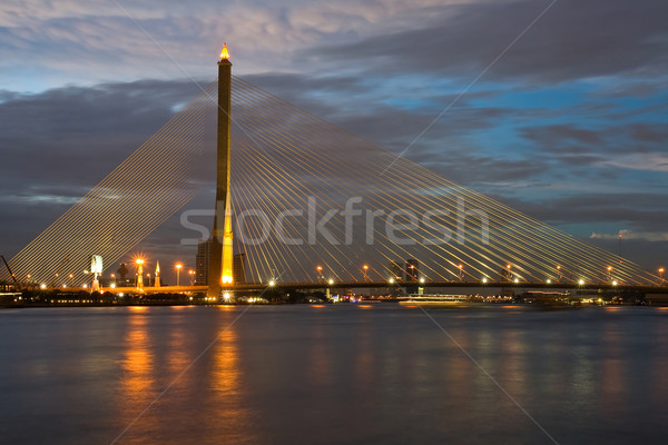 Bangkok híd Thaiföld mega csúzli alkonyat Stock fotó © vichie81