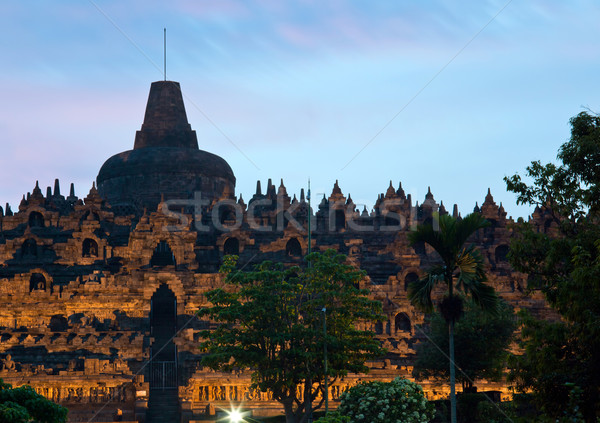 Tempel schemering java Indonesië achtergrond berg Stockfoto © vichie81