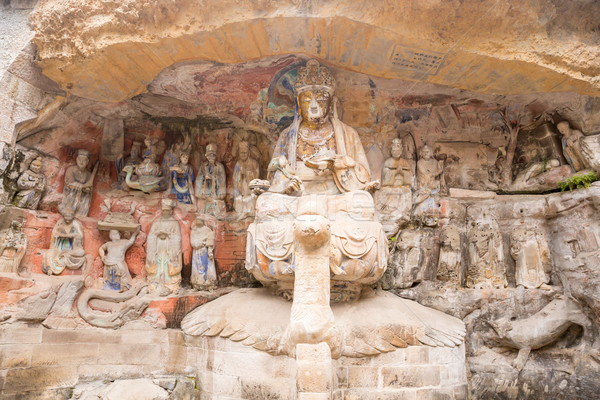Rock China antigua ladera piedra Buda Foto stock © vichie81