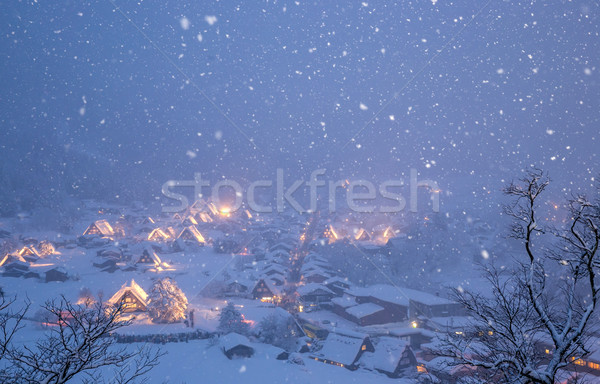 Stock foto: Schneefall · Japan · Gebäude · Straße · Schnee · Winter