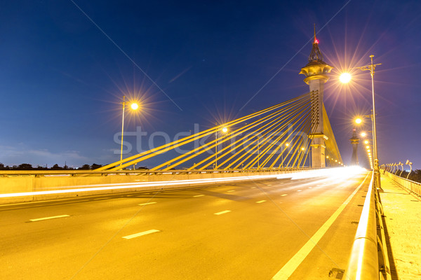 Ponte pôr do sol céu água construção beleza Foto stock © vichie81