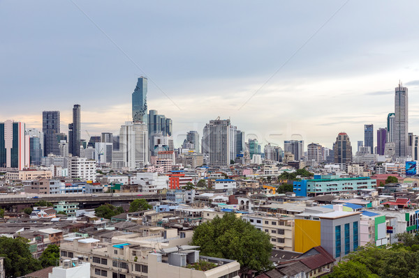 Foto stock: Bangkok · horizonte · puesta · de · sol · paisaje · urbano · Tailandia · cielo