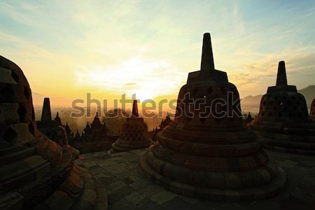 Borobudur Temple Morning Sunrise Stock photo © vichie81