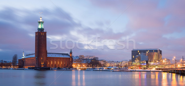 Panorama Sztokholm zmierzch Szwecja domu budynku Zdjęcia stock © vichie81