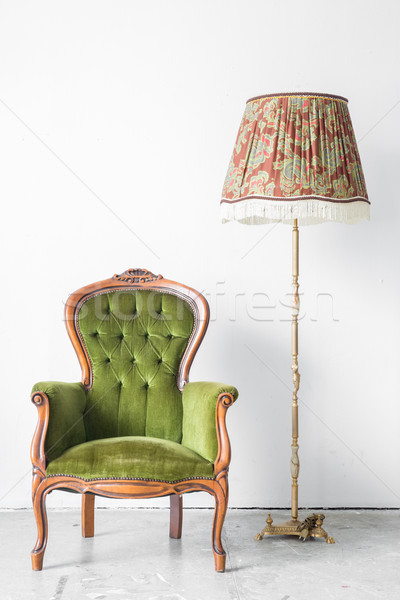 Сток-фото: зеленый · Vintage · Председатель · столе · лампы · классический