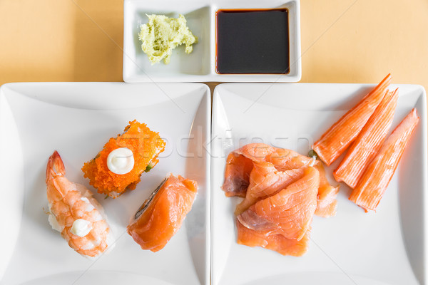 [[stock_photo]]: Sushis · sashimi · blanche · plat · poissons · cuisson