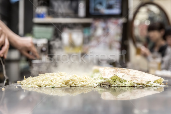 Stock photo: cooking of okonomiyaki