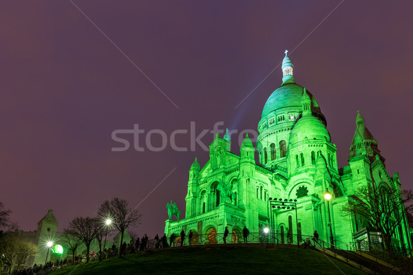 Montmartre Paris noapte bazilica verde Europa Imagine de stoc © vichie81