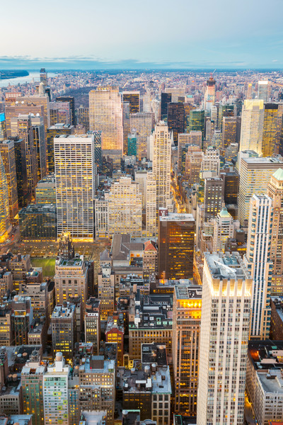 Nueva York aéreo horizonte urbanas rascacielos anochecer Foto stock © vichie81