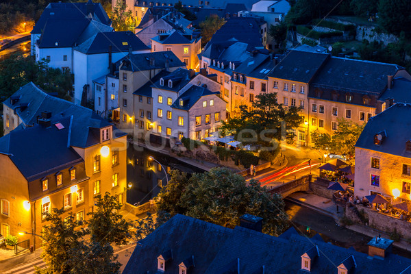 Luxemburgo nocturna de la ciudad ciudad puesta de sol superior vista Foto stock © vichie81