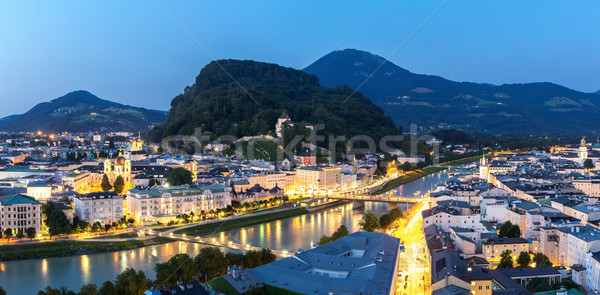 Salzburg Austria at dusk panorama Stock photo © vichie81