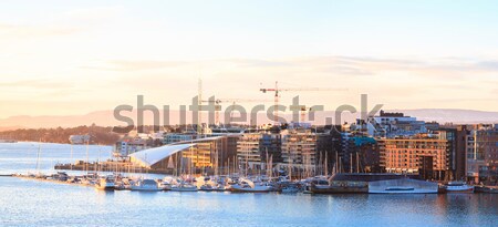 Oslo port panorama antena Cityscape wygaśnięcia Zdjęcia stock © vichie81