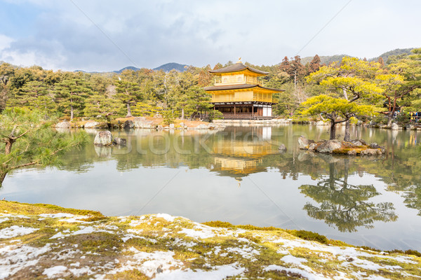 Arany Kiotó Japán templom fa hó Stock fotó © vichie81