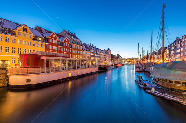 Copenhague puesta de sol nuevos puerto Dinamarca agua Foto stock © vichie81