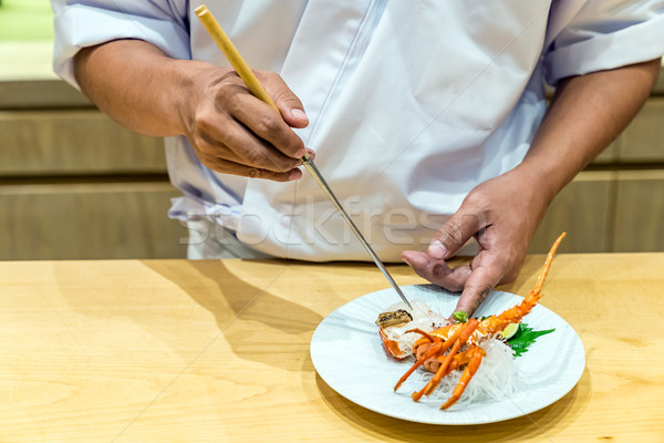 Homara sashimi kucharz gotowania żywności Zdjęcia stock © vichie81
