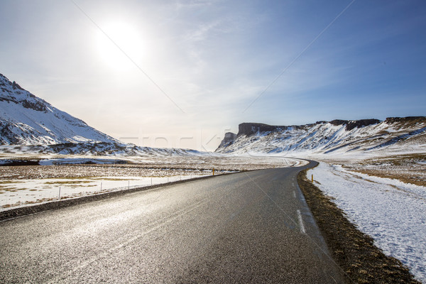 Stockfoto: Weg · winter · berg · IJsland
