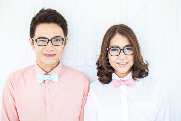 Szczęśliwy pary salon smart casual dress twarz Zdjęcia stock © vichie81