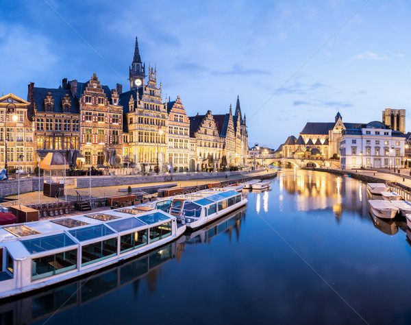 Foto stock: Bélgica · pitoresco · medieval · edifícios · rio · cidade