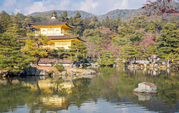Templom Kiotó Japán arany fa kert Stock fotó © vichie81