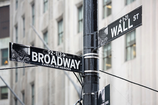 Wall Street Broadway felirat New York pénz város Stock fotó © vichie81