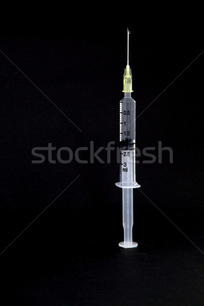 isolated syringe with needle and water drop on black background Stock photo © vichie81