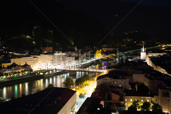Austria noc piękna widoku historyczny miasta Zdjęcia stock © vichie81