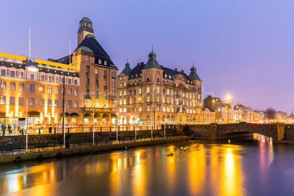 Cityscape centre-ville nuit crépuscule eau ville [[stock_photo]] © vichie81