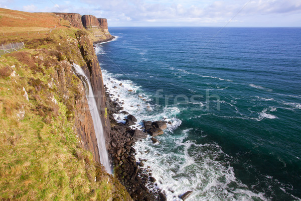 Rock waterval Schotland hoogland hemel wolken Stockfoto © vichie81