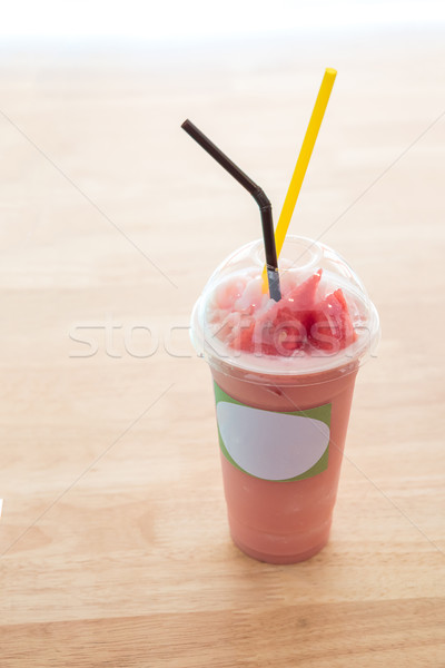 Pastèque smoothie table en bois alimentaire glace boire [[stock_photo]] © vichie81