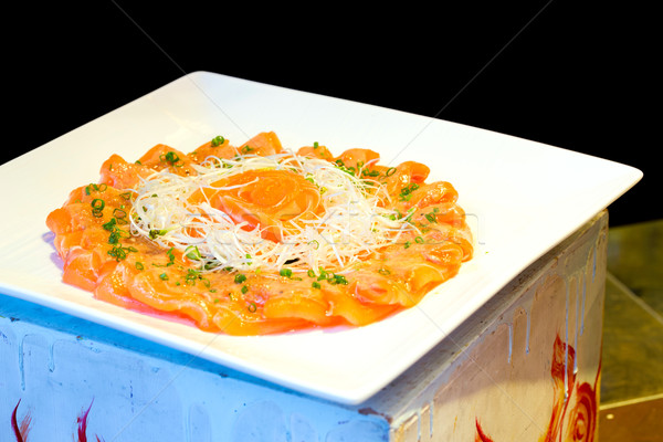 Foto d'archivio: Salmone · sashimi · cibo · giapponese · bianco · piatto · pesce