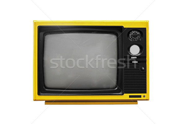 Epocă galben televizor izolat alb televiziune Imagine de stoc © vichie81