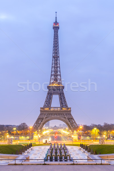 Tour Eiffel sunrise crépuscule Paris France bâtiment Photo stock © vichie81