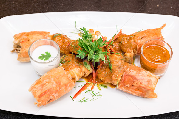 Fried Tiger River Prawn Red Curry Paste Chu Chee Kung Stock photo © vichie81