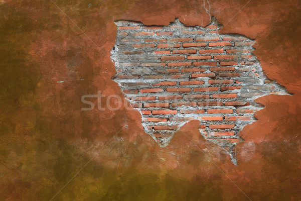 Stockfoto: Grunge · verweerde · vintage · fragment · Rood · baksteen