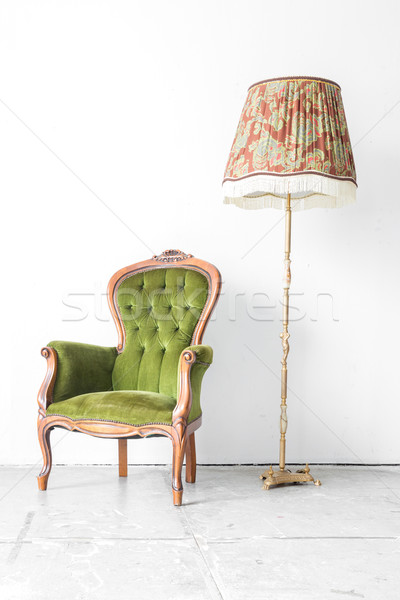 Foto stock: Sillón · escritorio · lámpara · verde · clásico · estilo