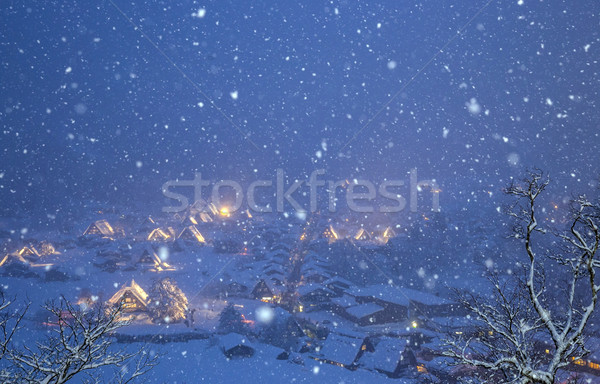 Kar yağışı Japonya Bina sokak kar kış Stok fotoğraf © vichie81